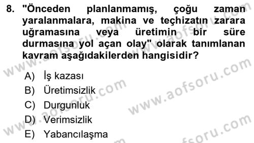Çatışma ve Stres Yönetimi 2 Dersi 2025 - 2026 Yılı (Final) Dönem Sonu Sınav Soruları 8. Soru