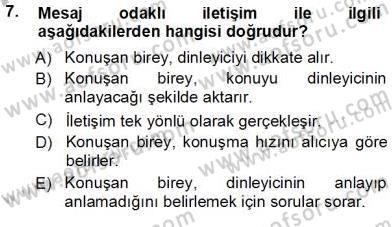 Çağrı Merkezinde Hizmet Dersi 2012 - 2013 Yılı (Vize) Ara Sınav Soruları 7. Soru