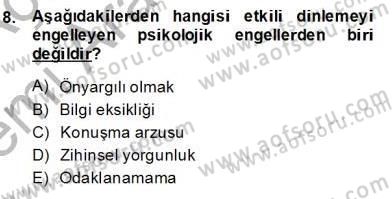 Çağrı Merkezinde Hizmet Dersi Ara Sınavı Deneme Sınav Soruları 8. Soru