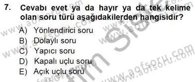 Çağrı Merkezinde Hizmet Dersi Ara Sınavı Deneme Sınav Soruları 7. Soru