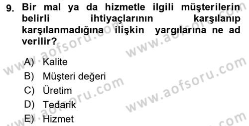 Çağrı Merkezinde Hizmet Dersi 2019 - 2020 Yılı (Final) Dönem Sonu Sınav Soruları 9. Soru
