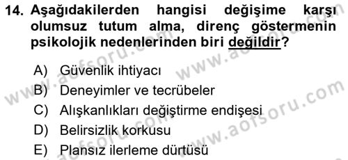Çağrı Merkezinde Hizmet Dersi Ara Sınavı Deneme Sınav Soruları 14. Soru