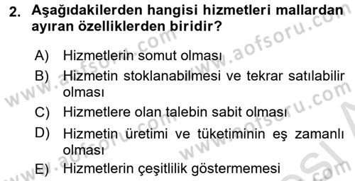 Çağrı Merkezinde Hizmet Dersi Ara Sınavı Deneme Sınav Soruları 2. Soru