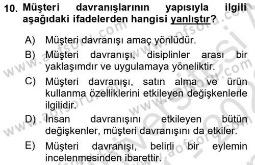 Çağrı Merkezinde Hizmet Dersi 2021 - 2022 Yılı (Final) Dönem Sonu Sınav Soruları 10. Soru