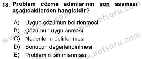 Çağrı Merkezinde Hizmet Dersi 2021 - 2022 Yılı (Final) Dönem Sonu Sınav Soruları 18. Soru