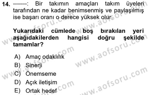 Çağrı Merkezinde Hizmet Dersi Ara Sınavı Deneme Sınav Soruları 14. Soru