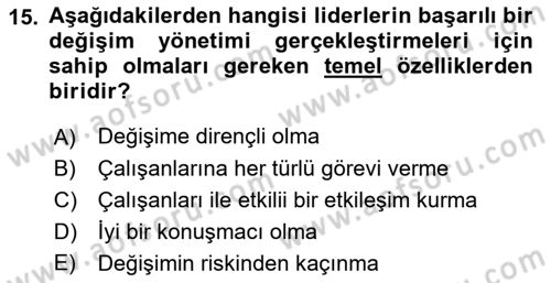 Çağrı Merkezinde Hizmet Dersi Ara Sınavı Deneme Sınav Soruları 15. Soru