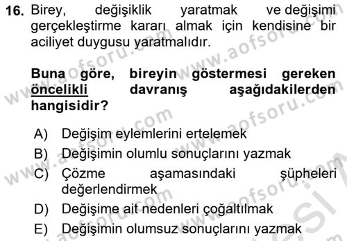 Çağrı Merkezinde Hizmet Dersi Ara Sınavı Deneme Sınav Soruları 16. Soru