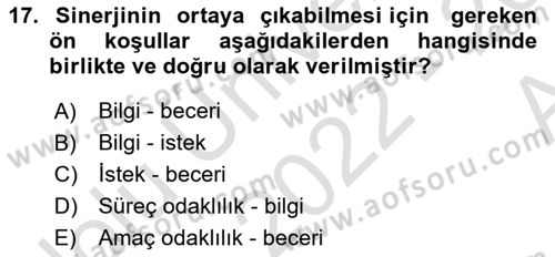 Çağrı Merkezinde Hizmet Dersi 2022 - 2023 Yılı (Vize) Ara Sınav Soruları 17. Soru