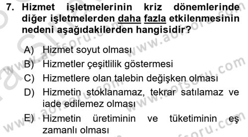 Çağrı Merkezinde Hizmet Dersi 2022 - 2023 Yılı (Vize) Ara Sınav Soruları 7. Soru