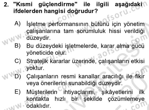 Çağrı Merkezinde Hizmet Dersi 2022 - 2023 Yılı Yaz Okulu Sınav Soruları 2. Soru