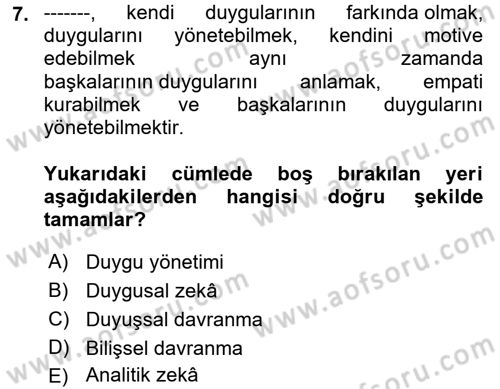 Çağrı Merkezinde Hizmet Dersi 2022 - 2023 Yılı Yaz Okulu Sınav Soruları 7. Soru