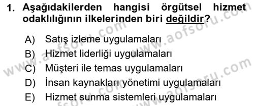 Çağrı Merkezinde Hizmet Dersi 2023 - 2024 Yılı (Vize) Ara Sınav Soruları 1. Soru