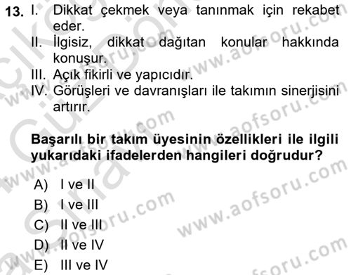 Çağrı Merkezinde Hizmet Dersi Ara Sınavı Deneme Sınav Soruları 13. Soru
