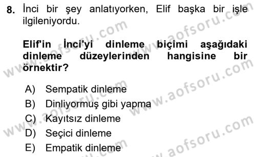 Çağrı Merkezinde Hizmet Dersi 2023 - 2024 Yılı (Vize) Ara Sınav Soruları 8. Soru
