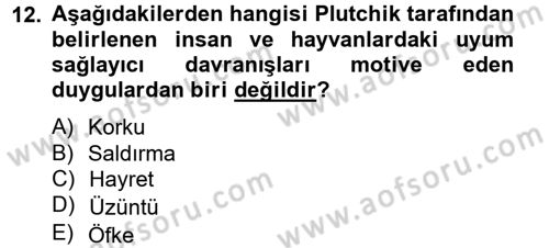 İş ve Yaşamda Motivasyon Dersi 2012 - 2013 Yılı (Vize) Ara Sınav Soruları 12. Soru