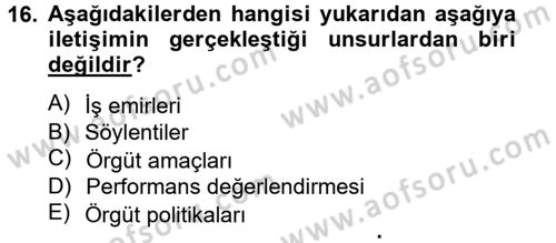 İş ve Yaşamda Motivasyon Dersi 2012 - 2013 Yılı (Vize) Ara Sınav Soruları 16. Soru