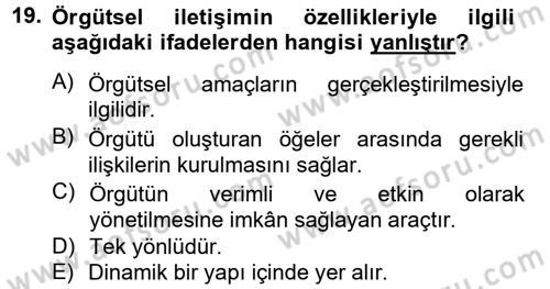 İş ve Yaşamda Motivasyon Dersi 2012 - 2013 Yılı (Vize) Ara Sınav Soruları 19. Soru