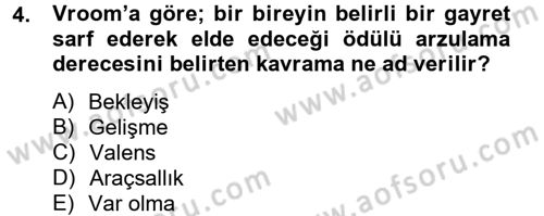 İş ve Yaşamda Motivasyon Dersi 2012 - 2013 Yılı (Vize) Ara Sınav Soruları 4. Soru