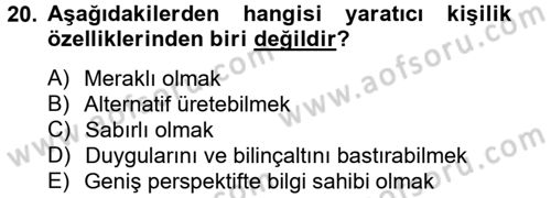 İş ve Yaşamda Motivasyon Dersi 2012 - 2013 Yılı (Final) Dönem Sonu Sınav Soruları 20. Soru
