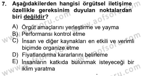 İş ve Yaşamda Motivasyon Dersi 2012 - 2013 Yılı (Final) Dönem Sonu Sınav Soruları 7. Soru