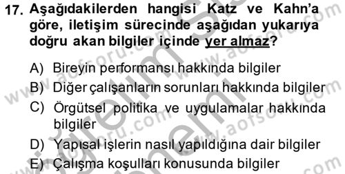 İş ve Yaşamda Motivasyon Dersi 2013 - 2014 Yılı (Vize) Ara Sınav Soruları 17. Soru