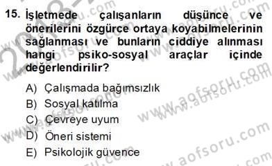 İş ve Yaşamda Motivasyon Dersi 2013 - 2014 Yılı (Final) Dönem Sonu Sınav Soruları 15. Soru