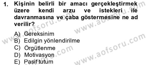 İş ve Yaşamda Motivasyon Dersi 2013 - 2014 Yılı Tek Ders Sınav Soruları 1. Soru