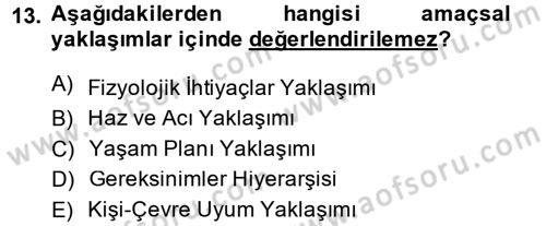İş ve Yaşamda Motivasyon Dersi 2013 - 2014 Yılı Tek Ders Sınav Soruları 13. Soru
