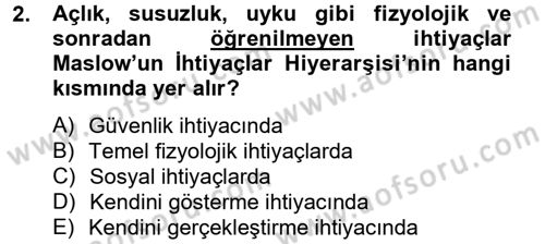 İş ve Yaşamda Motivasyon Dersi 2013 - 2014 Yılı Tek Ders Sınav Soruları 2. Soru