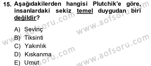 İş ve Yaşamda Motivasyon Dersi 2014 - 2015 Yılı (Vize) Ara Sınav Soruları 15. Soru