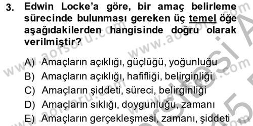 İş ve Yaşamda Motivasyon Dersi 2014 - 2015 Yılı (Vize) Ara Sınav Soruları 3. Soru