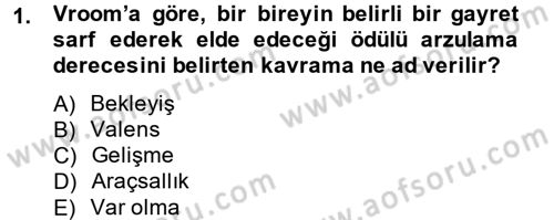 İş ve Yaşamda Motivasyon Dersi 2014 - 2015 Yılı (Final) Dönem Sonu Sınav Soruları 1. Soru