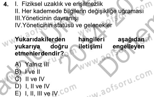 İş ve Yaşamda Motivasyon Dersi 2014 - 2015 Yılı (Final) Dönem Sonu Sınav Soruları 4. Soru