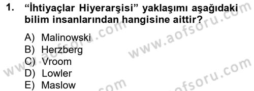 İş ve Yaşamda Motivasyon Dersi 2014 - 2015 Yılı Tek Ders Sınav Soruları 1. Soru