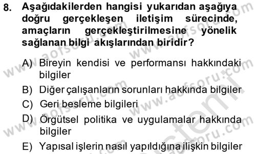 İş ve Yaşamda Motivasyon Dersi 2014 - 2015 Yılı Tek Ders Sınav Soruları 8. Soru