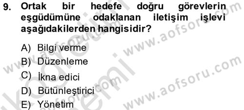 İş ve Yaşamda Motivasyon Dersi 2014 - 2015 Yılı Tek Ders Sınav Soruları 9. Soru