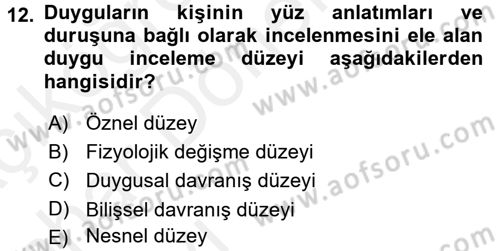 İş ve Yaşamda Motivasyon Dersi 2015 - 2016 Yılı (Vize) Ara Sınav Soruları 12. Soru