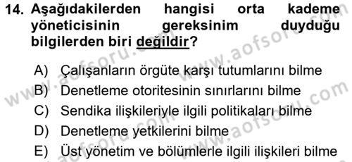 İş ve Yaşamda Motivasyon Dersi 2015 - 2016 Yılı (Vize) Ara Sınav Soruları 14. Soru