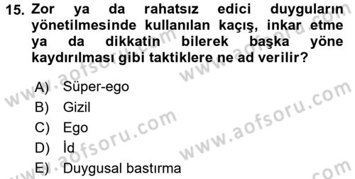 İş ve Yaşamda Motivasyon Dersi 2015 - 2016 Yılı (Vize) Ara Sınav Soruları 15. Soru