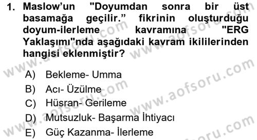 İş ve Yaşamda Motivasyon Dersi 2015 - 2016 Yılı (Final) Dönem Sonu Sınav Soruları 1. Soru