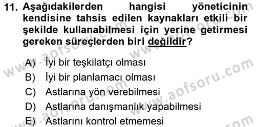 İş ve Yaşamda Motivasyon Dersi 2015 - 2016 Yılı (Final) Dönem Sonu Sınav Soruları 11. Soru