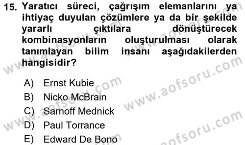 İş ve Yaşamda Motivasyon Dersi 2015 - 2016 Yılı (Final) Dönem Sonu Sınav Soruları 15. Soru