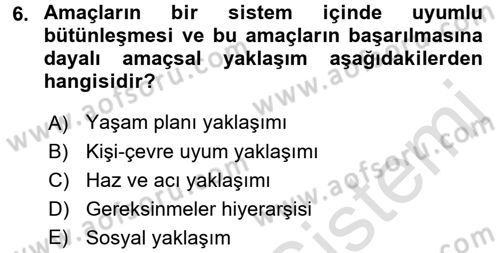 İş ve Yaşamda Motivasyon Dersi 2015 - 2016 Yılı (Final) Dönem Sonu Sınav Soruları 6. Soru