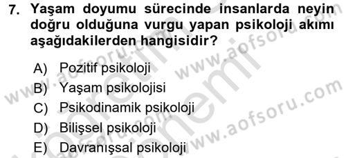 İş ve Yaşamda Motivasyon Dersi 2015 - 2016 Yılı (Final) Dönem Sonu Sınav Soruları 7. Soru