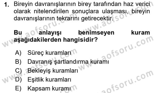 İş ve Yaşamda Motivasyon Dersi 2015 - 2016 Yılı Tek Ders Sınav Soruları 1. Soru