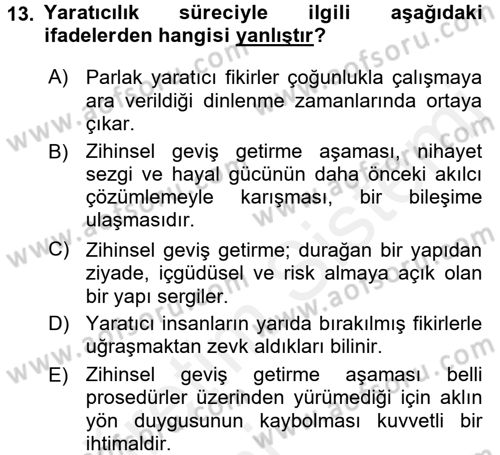 İş ve Yaşamda Motivasyon Dersi 2015 - 2016 Yılı Tek Ders Sınav Soruları 13. Soru