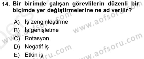 İş ve Yaşamda Motivasyon Dersi 2015 - 2016 Yılı Tek Ders Sınav Soruları 14. Soru