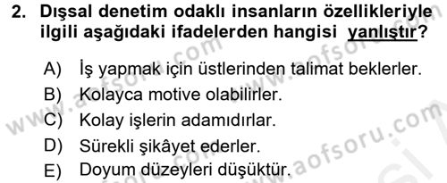 İş ve Yaşamda Motivasyon Dersi 2015 - 2016 Yılı Tek Ders Sınav Soruları 2. Soru