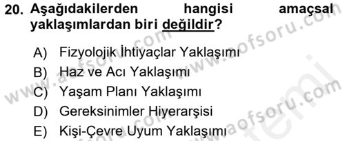 İş ve Yaşamda Motivasyon Dersi 2015 - 2016 Yılı Tek Ders Sınav Soruları 20. Soru